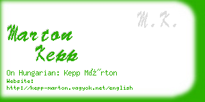 marton kepp business card